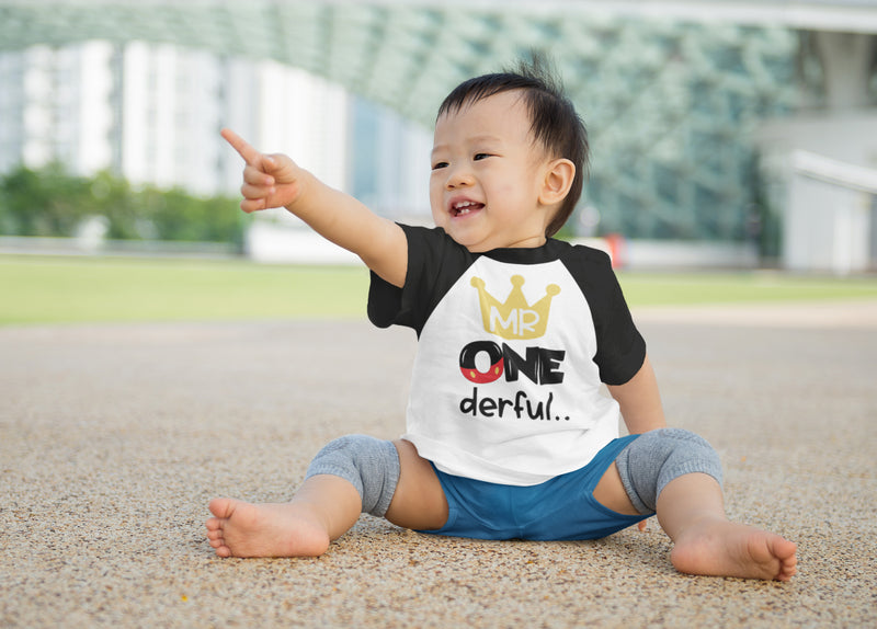 Mr. Onederful 1st Birthday Raglan Shirt for Boys – Short Sleeve Tee