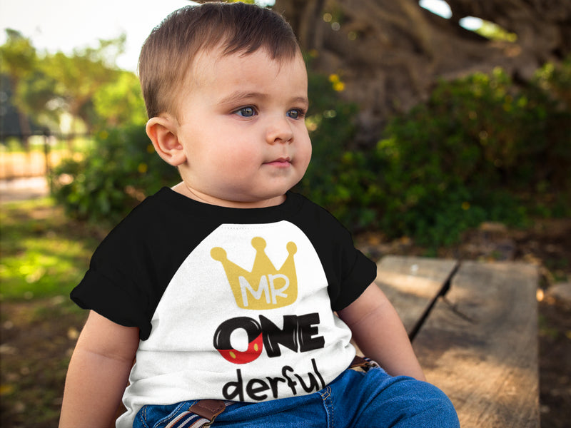 Mr. Onederful 1st Birthday Raglan Shirt for Boys – Short Sleeve Tee
