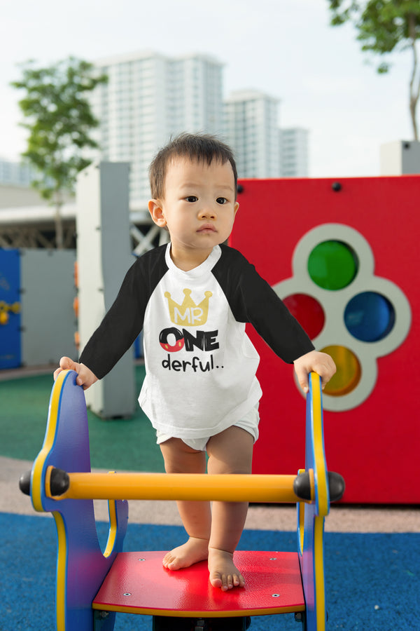 Mr. Onederful 1st Birthday Raglan Shirt for Boys – Long Sleeve Tee
