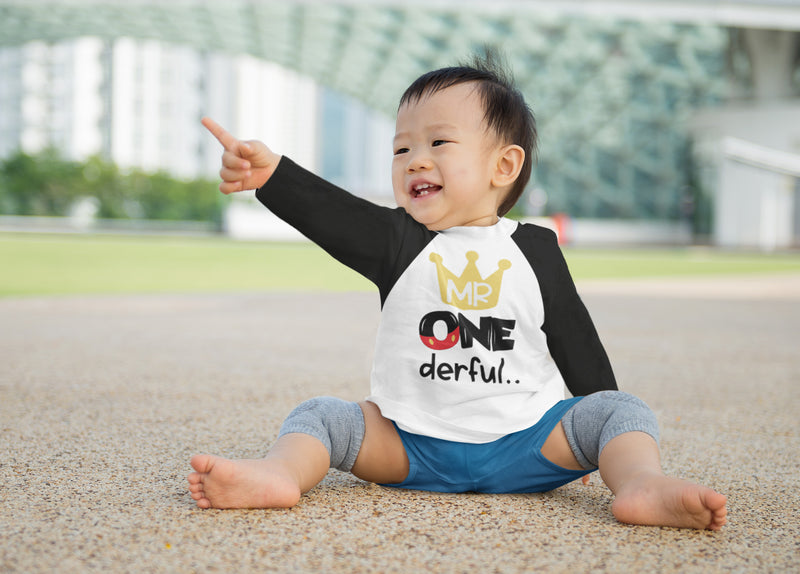 Mr. Onederful 1st Birthday Raglan Shirt for Boys – Long Sleeve Tee