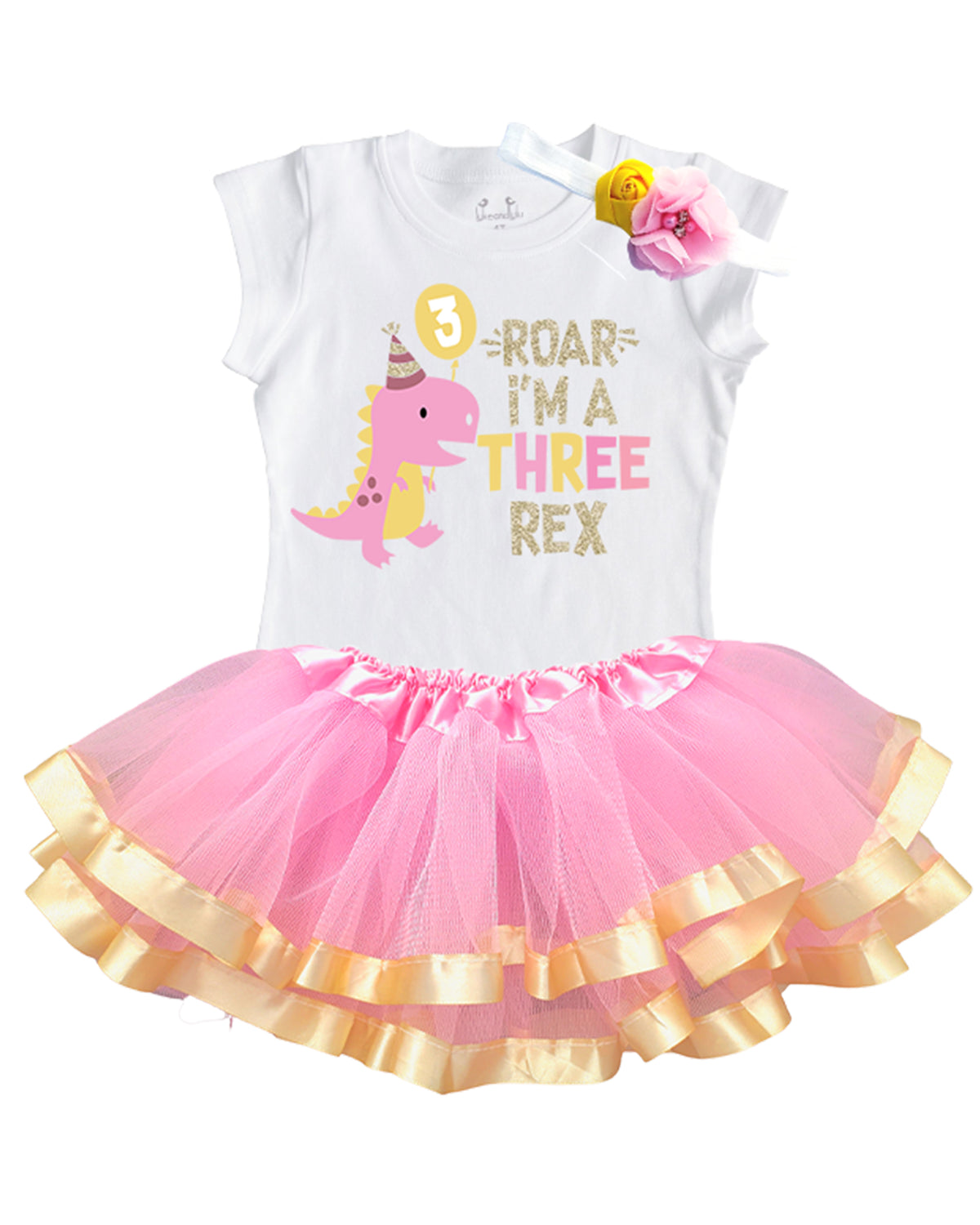 Luke and Lulu 3rd Birthday Girl Outfit - Three Rex Girl Outfit - Third Birthday Shirt Tutu Three Rex Decorations