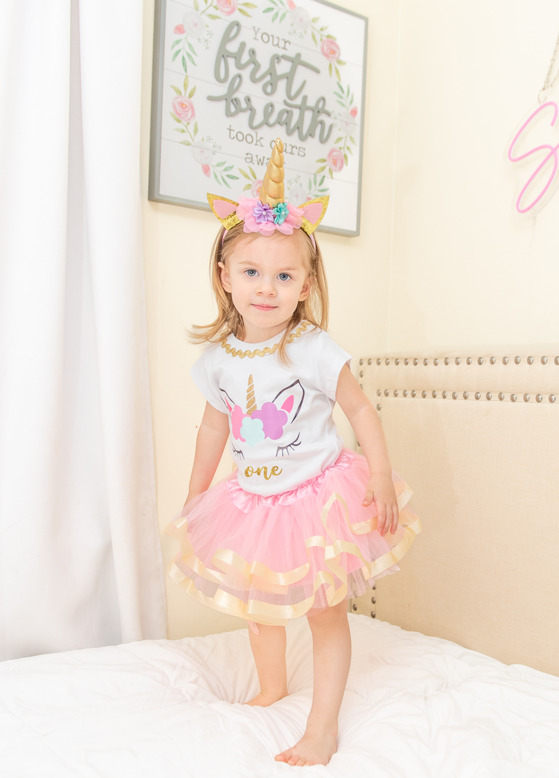 First Birthday Outfit Baby Girl Tutu Unicorn Set -