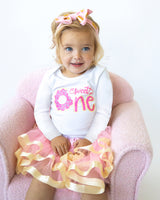 Sweet One 1st Birthday Outfit for Girls – Long Sleeve Bodysuit, Pink Tutu Skirt & Matching Headband Set