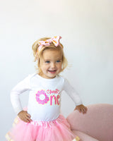 Sweet One 1st Birthday Outfit for Girls – Long Sleeve Bodysuit, Pink Tutu Skirt & Matching Headband Set