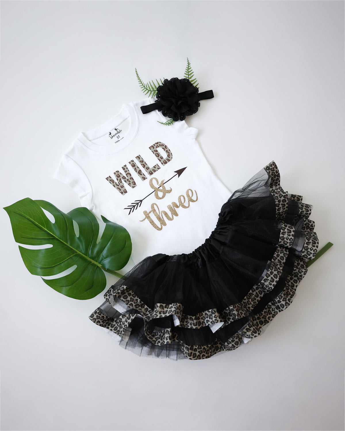 Luke and Lulu Young Wild and Three 3rd Birthday Outfit for Girls - Headband Set - Young Wild and Three Theme Party Dress