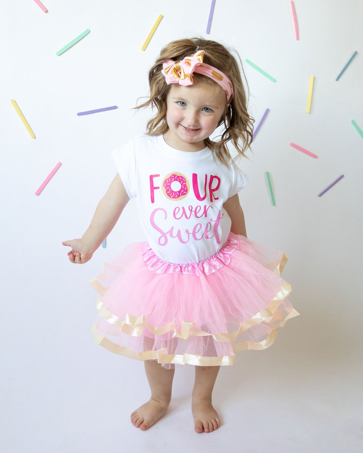 Luke and Lulu 4th Birthday Girl Outfit - Four Ever Sweet, Four Hear Me Roar, Pink - Fourth Birthday Outfit Girl