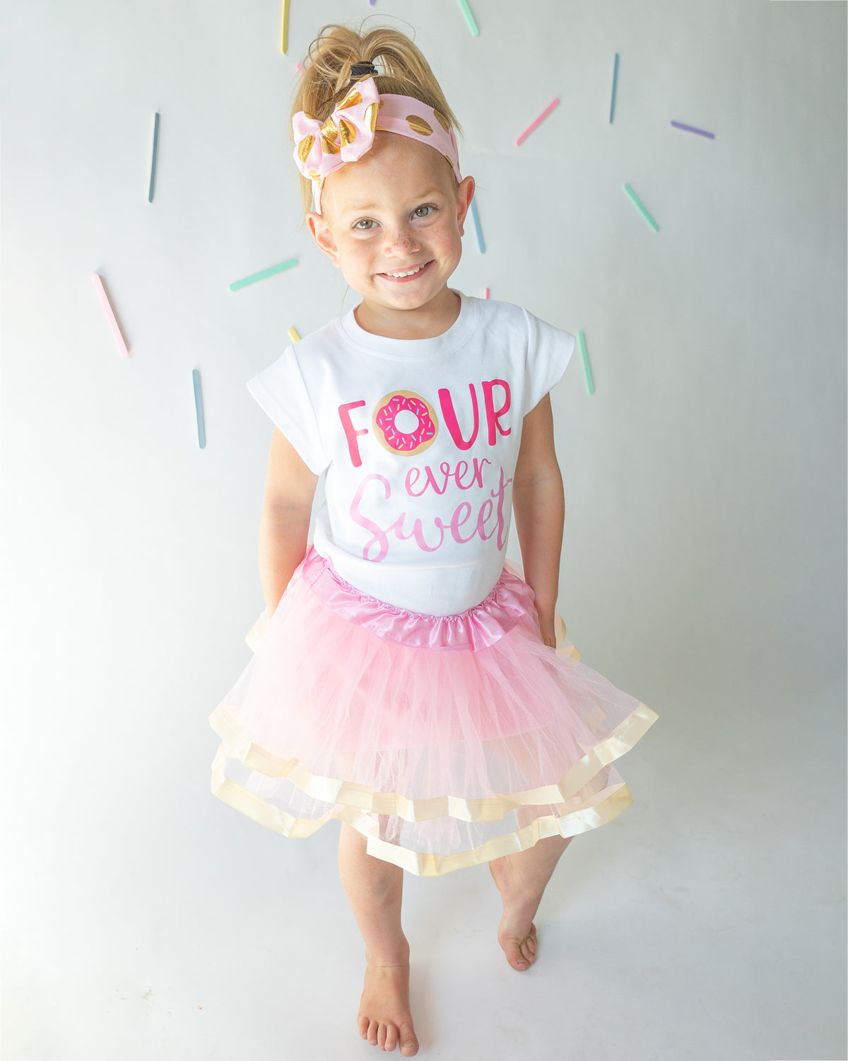 Luke and Lulu 4th Birthday Girl Outfit - Four Ever Sweet, Four Hear Me Roar, Pink - Fourth Birthday Outfit Girl