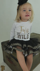 Wild Two 2nd Birthday Outfit for Girls – Long Sleeve Shirt, Leopard Tutu Skirt & Headband Set