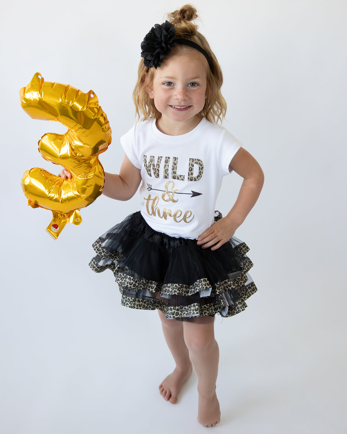 Luke and Lulu Young Wild and Three 3rd Birthday Outfit for Girls - Headband Set - Young Wild and Three Theme Party Dress