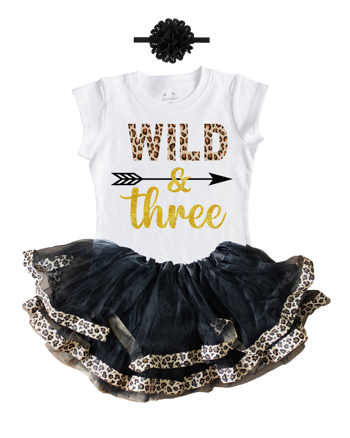 Luke and Lulu Young Wild and Three 3rd Birthday Outfit for Girls - Headband Set - Young Wild and Three Theme Party Dress