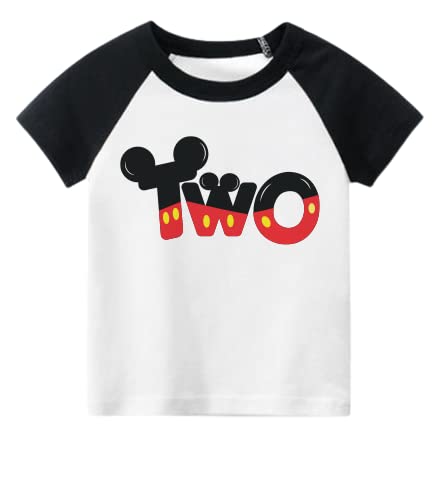 2nd Birthday Themed Shirts for Boy Gifts for 2 Year Old Boys Shirts Toddler Tshirt Second Raglan -Two Black Red
