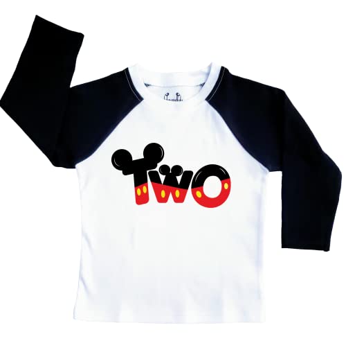 2nd Birthday Themed Shirts for Boy Gifts for 2 Year Old Boys Shirts Toddler Tshirt Second Raglan -Two Black Red Long