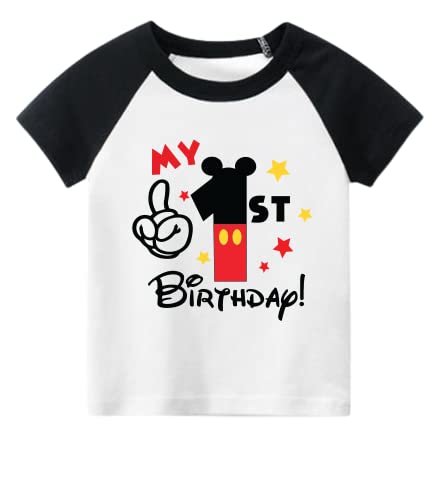 Mouse First Birthday Outfit - Raglan Tshirt