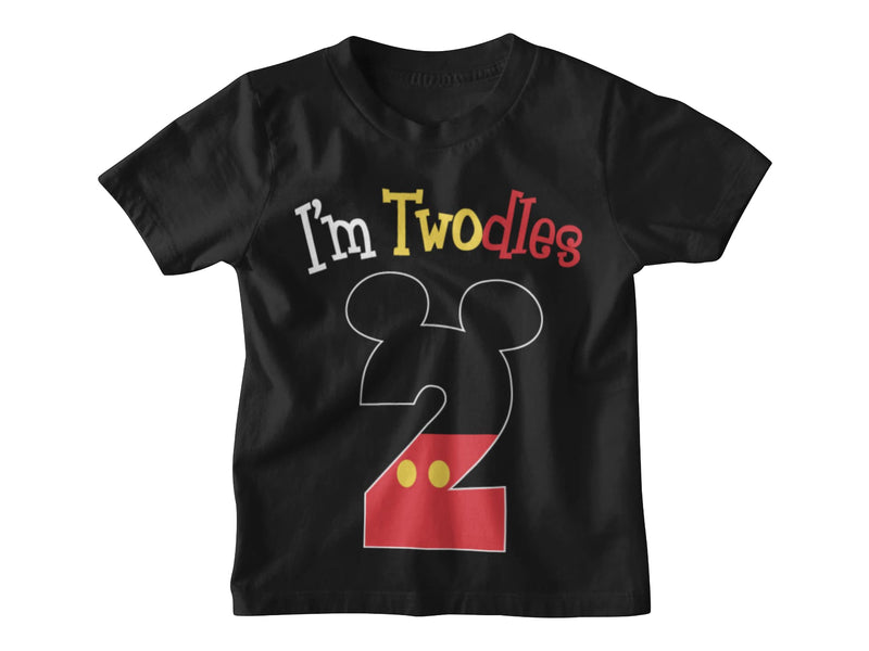 2nd Birthday Themed Shirts for Boy Gifts for 2 Year Old Boys Shirts Toddler Tshirt Second Black - I Am Twodles White Black Red