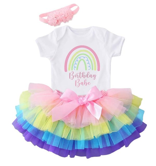 First Birthday Baby Girl Rainbow Outfit for 1 Year Old Girl
