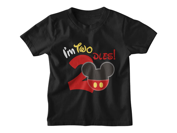 2nd Birthday Themed Shirts for Boy Gifts for 2 Year Old Boys Shirts Toddler Tshirt Second Mickey Toodles Black Shirt