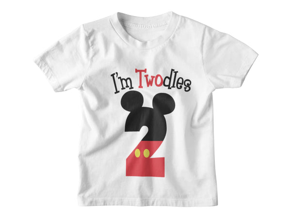 2nd Birthday Themed Shirts for Boy Gifts for 2 Year Old Boys Shirts Toddler Tshirt Second I Am Twodles Black Red