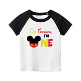Oh Toodles Mickey 1st Birthday Outfit for Boys – Short Sleeve Raglan T-Shirt