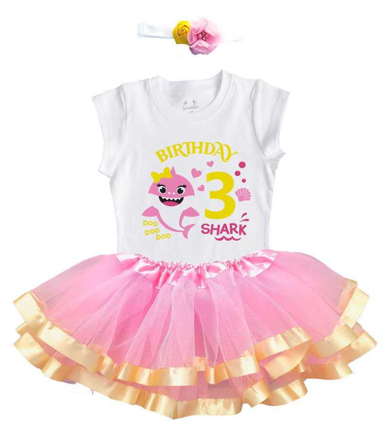 3rd Birthday Girl Outfit Pink Baby Shark Tutu