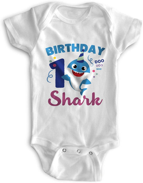 First Birthday Outfit 1st Baby Boy Bodysuit-Shark