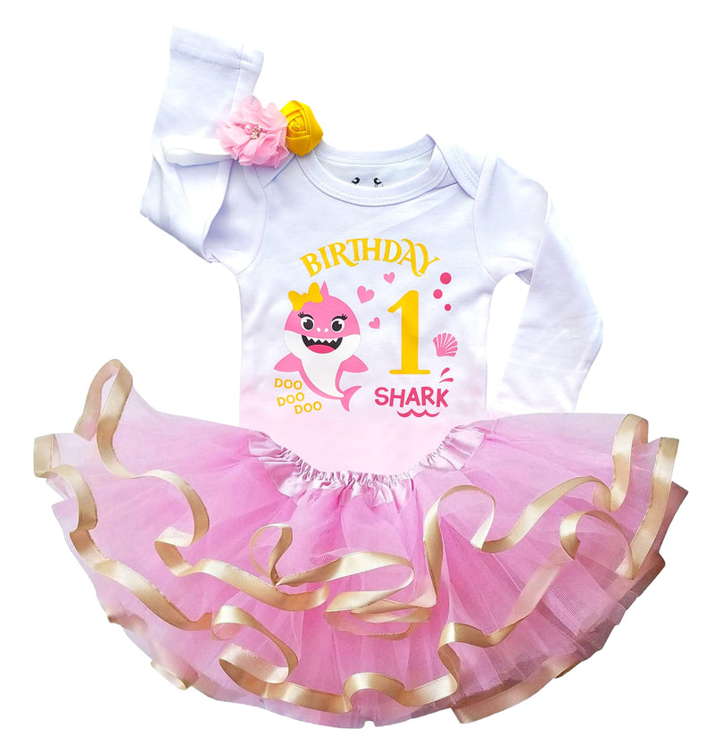 1st First Birthday Baby Girl Tutu OutfitPurple Baby Shark
