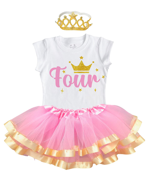 Perfect Pairzh Fourth Bday Birthday Girl Outfith Birthday Princess Gold Crown