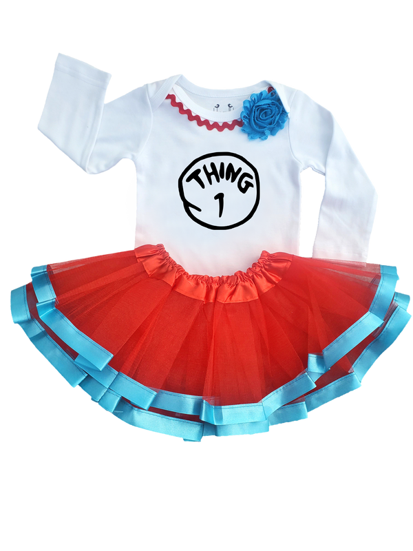 Boy Girl Twin Outfits Thing 1 and Thing 2 - GirlThing1LONG